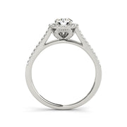 Micropave Round Brilliant Cut Diamond Halo Engagement Ring(  0.8 CTW)