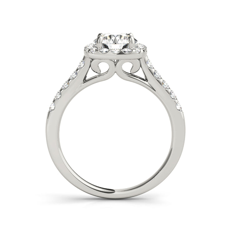 Cushion Halo With Round Brilliant Cut Diamond Engagement Ring( 1.06 CTW)