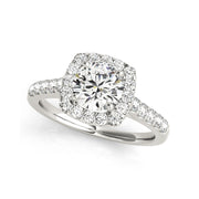 Cushion Halo With Round Brilliant Cut Diamond Engagement Ring( 1.06 CTW)