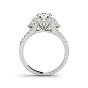 New Style Single-row Round Brilliant Cut Halo Diamond Engagement Ring(  1.28 CTW)