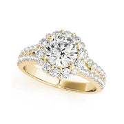 Double Row Split Shank Round Halo Engagement Ring(  1.37 CTW)
