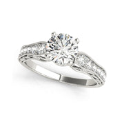 Timeless Vintage Carved Round Brilliant Cut Diamond Engagement Ring(  0.82 CTW)