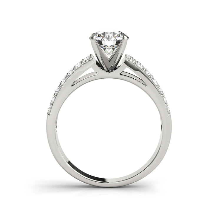 Multi-row Prong Set Solitaire Round Brilliant Cut Diamond Engagement Ring(  0.92 CTW)