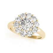 Round Shapel Halo Floral Designed Diamond Engagement Ring(  .1.45 CTW)