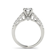 4-Prong Solitaire Accent Side & Kissing Diamond Engagement Ring(  0.89 CTW)