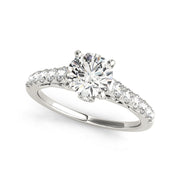 4-Prong Solitaire Accent Side & Kissing Diamond Engagement Ring(  0.89 CTW)