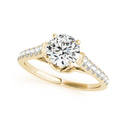 Solitaire Round Brilliant Cut Cathedral Shank Diamond Engagement Ring(  0.88 CTW)