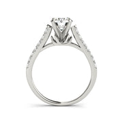 Solitaire Round Brilliant Cut Cathedral Shank Diamond Engagement Ring(  0.88 CTW)