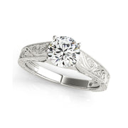 Well Crafted Solitaire Round Brilliant Cut Carved Diamond Engagement Ring(  0.5 CTW)