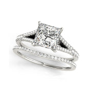Modern Princess Cut Diamond Split Shank Engagement Ring(  0.74 CTW)