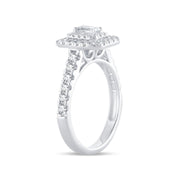 14K Yellow Gold 1.00 Ctw Emerald Cut  Double Halo Engagement Ring