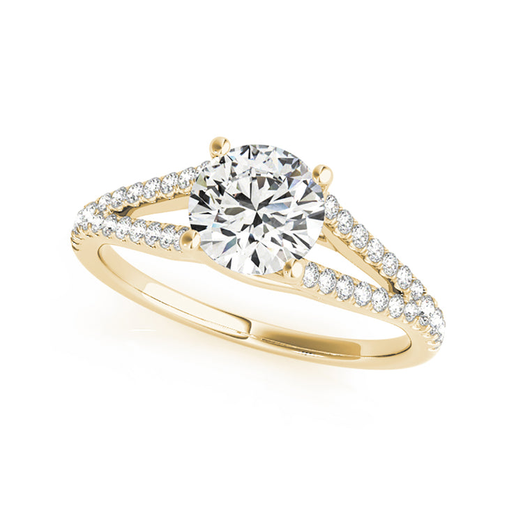 Encrusted Dainty Split Shank Solitaire Diamond Engagement Ring(  0.68 CTW)