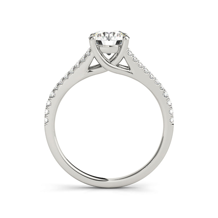Encrusted Dainty Split Shank Solitaire Diamond Engagement Ring(  0.68 CTW)
