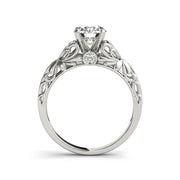 Ornate Vintage Solitaire Carved Diamond Engagement Ring(  0.72 CTW)