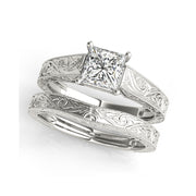 Carved Princess Cut Solitaire Diamond Engagement Ring(  0.5 CTW)