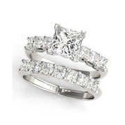 Princess Cut With Side Diamonds Engagement Ring(  1.1 CTW)