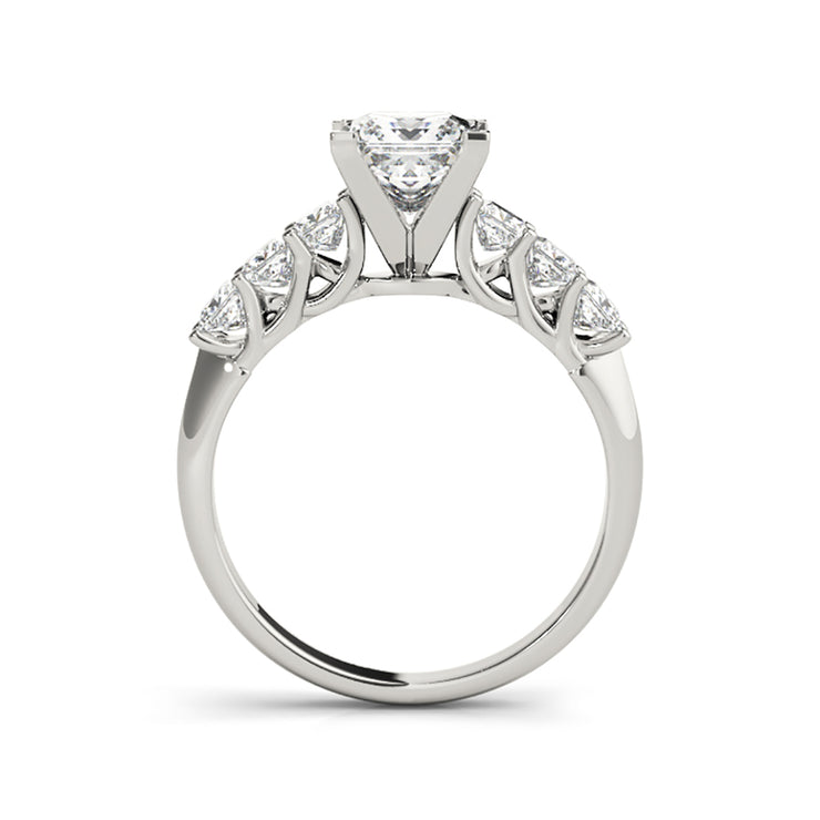 Princess Cut With Side Diamonds Engagement Ring(  1.1 CTW)