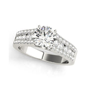 Sparkling Solitaire With Three-row Diamond Band Engagement Ring(  1.08 CTW)