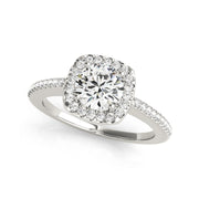 Luminous Round Brilliant Cut Cushion Halo Diamond Engagement Ring(  0.7 CTW)