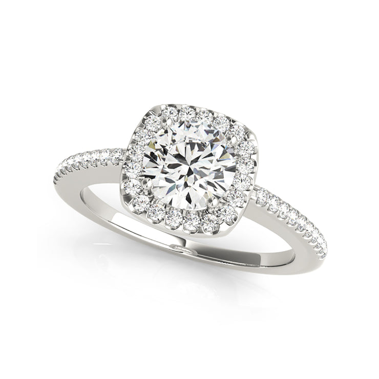 Luminous Round Brilliant Cut Cushion Halo Diamond Engagement Ring(  0.7 CTW)
