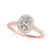 Unique Oval Shape Halo Diamond Engagement Ring(  0.7 CTW)