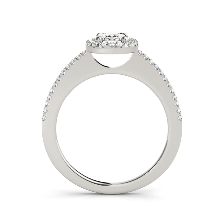 Unique Oval Shape Halo Diamond Engagement Ring(  0.7 CTW)