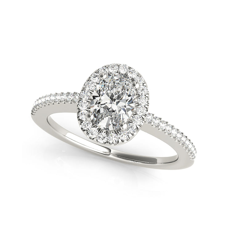 Unique Oval Shape Halo Diamond Engagement Ring(  0.7 CTW)