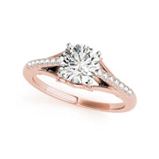 Classic Solitaire With Tapered Side-Diamond Engagement Ring(  0.6 CTW)