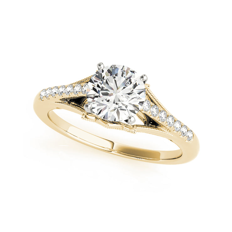 Classic Solitaire With Tapered Side-Diamond Engagement Ring(  0.6 CTW)