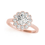 Floral Diamond Engagement Ring With A Plain Shank(  0.83 CTW)