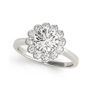 Floral Diamond Engagement Ring With A Plain Shank(  0.83 CTW)