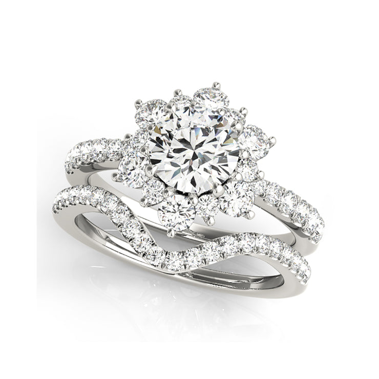 Vintage Floral Halo Diamond Engagement Ring