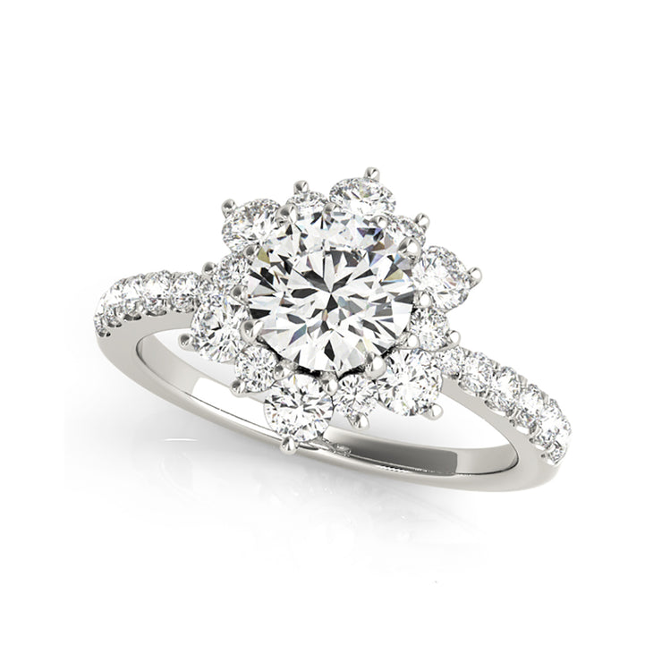 Vintage Floral Halo Diamond Engagement Ring
