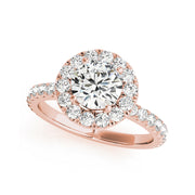 Round Halo Side-Diamond Engagement Ring(  1.06 CTW)