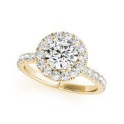 Round Halo Side-Diamond Engagement Ring(  1.06 CTW)