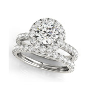 Round Halo Side-Diamond Engagement Ring(  1.06 CTW)