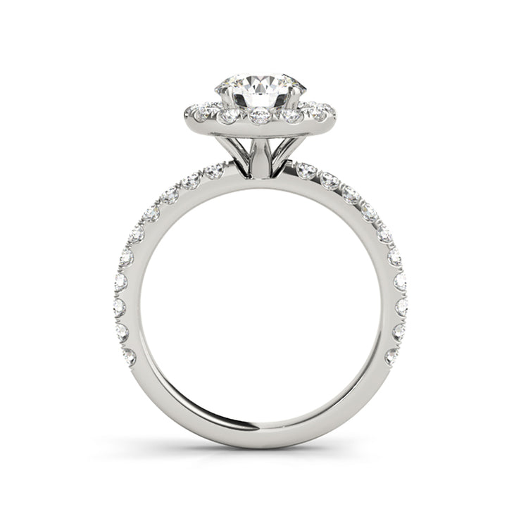 Round Halo Side-Diamond Engagement Ring(  1.06 CTW)