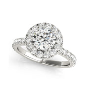 Round Halo Side-Diamond Engagement Ring(  1.06 CTW)