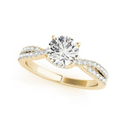 Classic Solitaire With Twist Diamond Shank Engagement Ring(  0.75 CTW)