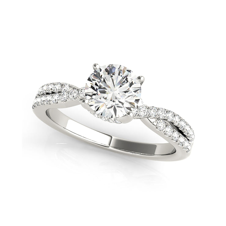Classic Solitaire With Twist Diamond Shank Engagement Ring(  0.75 CTW)