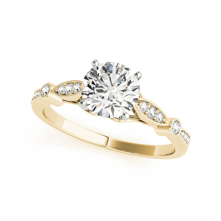 Modern Solitaire With Scalloped Edge Diamond Engagement Ring