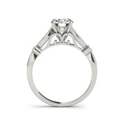 Modern Solitaire With Scalloped Edge Diamond Engagement Ring