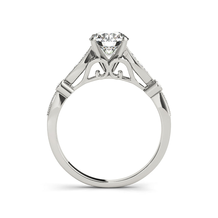 Modern Solitaire With Scalloped Edge Diamond Engagement Ring
