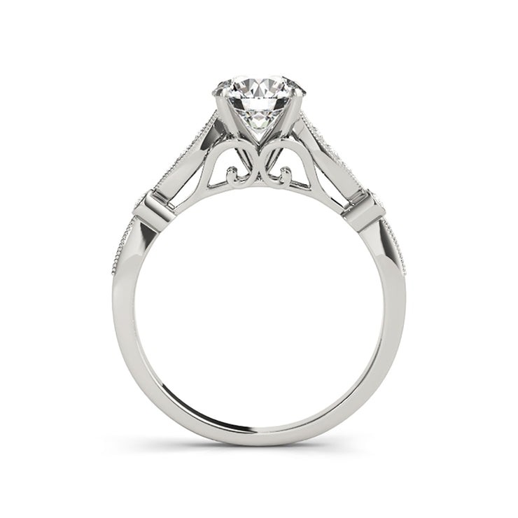 Modern Solitaire With Scalloped Edge Diamond Engagement Ring