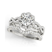 Vintage Inspired Floral Infinity Shank Diamond Engagement Ring (1.08 CTW)