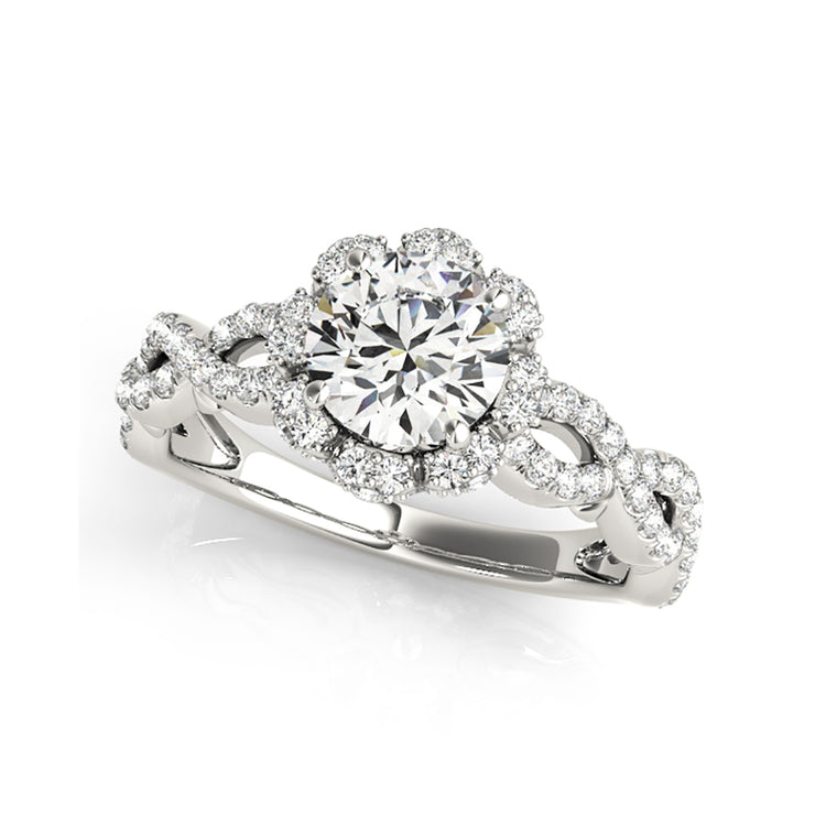 Vintage Inspired Floral Infinity Shank Diamond Engagement Ring (1.08 CTW)