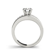 Solitaire With Wide Multi-Diamond Shank Engagement Ring(  0.97 CTW)