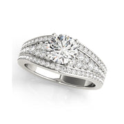 Solitaire With Wide Multi-Diamond Shank Engagement Ring(  0.97 CTW)