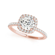 Dainty Shank Cushion Halo Diamond Engagement Ring(  0.72 CTW)
