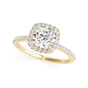 Dainty Shank Cushion Halo Diamond Engagement Ring(  0.72 CTW)